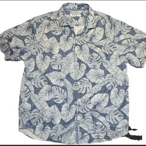 Blue Leaf Print Men's Shirt
